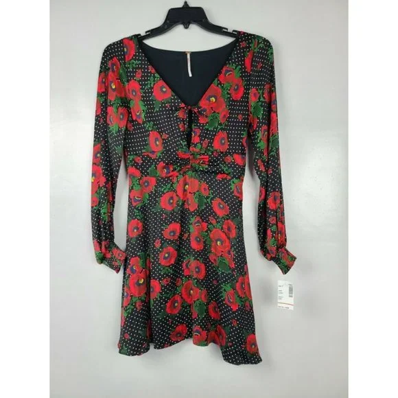 Free People Morning Light Poppy Mini Dress Size 12 - Picture 2 of 12